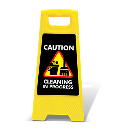 Yellow A - Frame - Caution Cleaning In Progress Black - New Signs