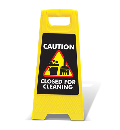Yellow A-Frame - Caution Closed For Cleaning Black - New Signs