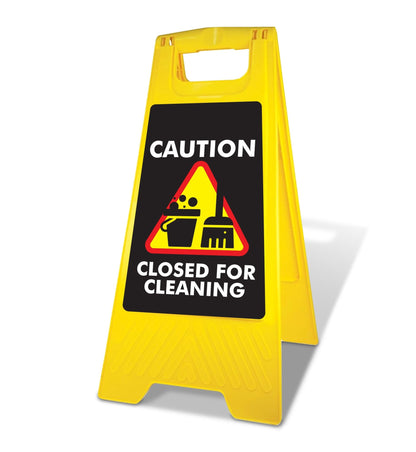 Yellow A-Frame - Caution Closed For Cleaning Black - New Signs