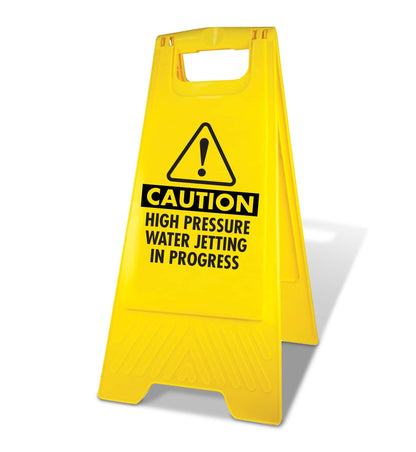 Yellow A - Frame - Caution High Pressure Water Jetting In Progress - New Signs