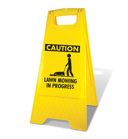 Yellow A - Frame - Caution Lawn Mowing In Progress - New Signs