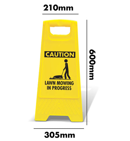 Yellow A - Frame - Caution Lawn Mowing In Progress - New Signs