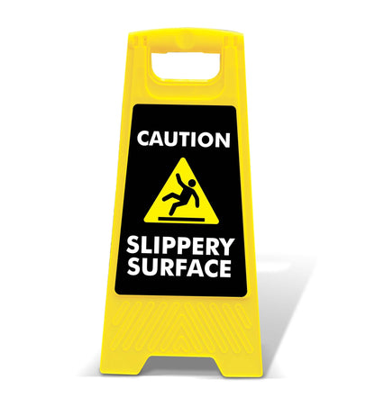 Yellow A - Frame - Caution Slippery Surface Black - New Signs