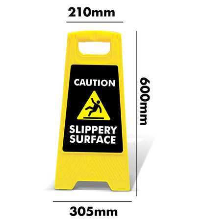 Yellow A - Frame - Caution Slippery Surface Black - New Signs