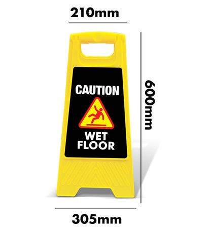 Yellow A - Frame - Caution Wet Floor - Black - New Signs