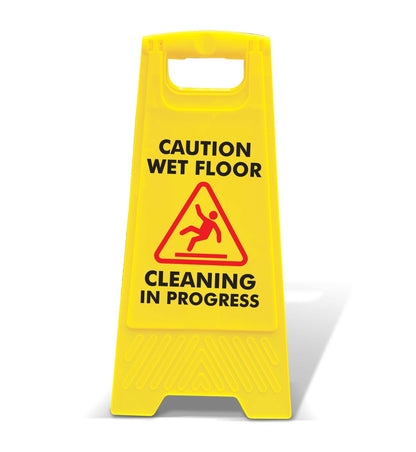 Yellow A - Frame - Caution Wet Floor - Cleaning In Progress - New Signs