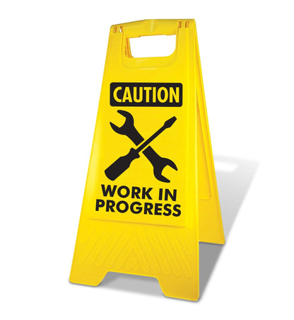 Yellow A - Frame - Caution Work In Progress Symbol - New Signs