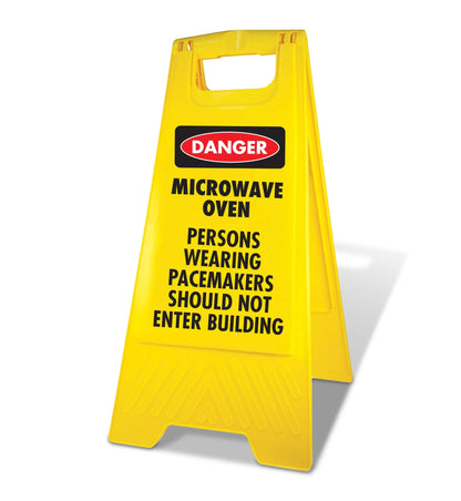 Yellow A - Frame - Danger Microwave Oven - New Signs
