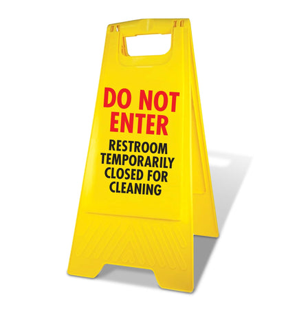 Yellow A - Frame - Do Not Enter Restroom Temporarily Closed For Cleaning - New Signs