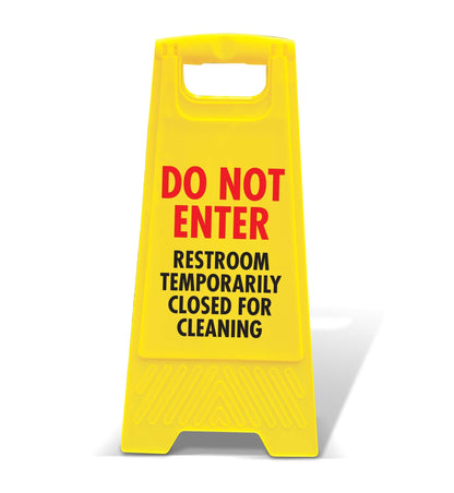 Yellow A - Frame - Do Not Enter Restroom Temporarily Closed For Cleaning - New Signs