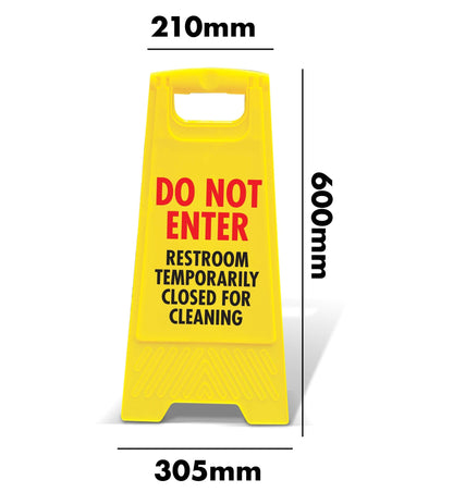 Yellow A - Frame - Do Not Enter Restroom Temporarily Closed For Cleaning - New Signs