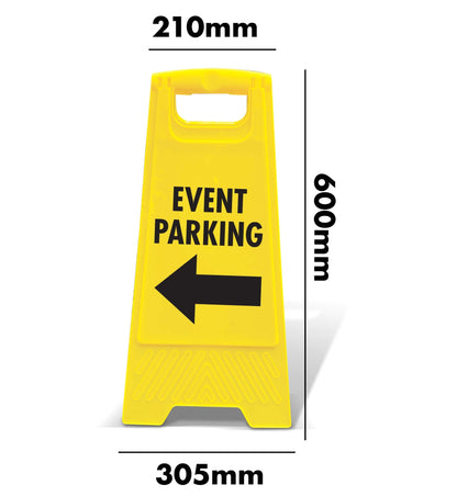 Yellow A - Frame - Event Parking Left Arrow - New Signs