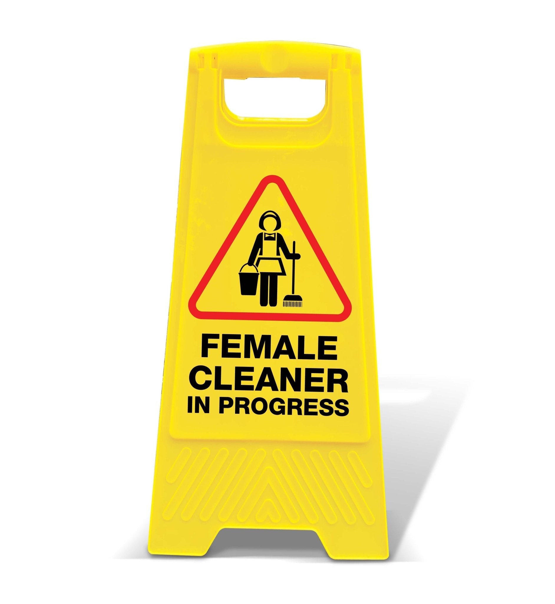 Yellow A-Frame - Female Cleaner In Progress – New Signs