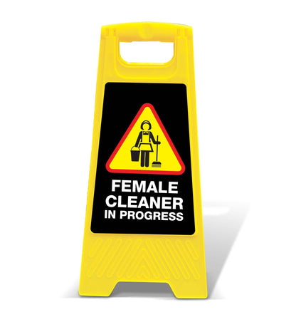 Yellow A - Frame - Female Cleaner In Progress Black - New Signs