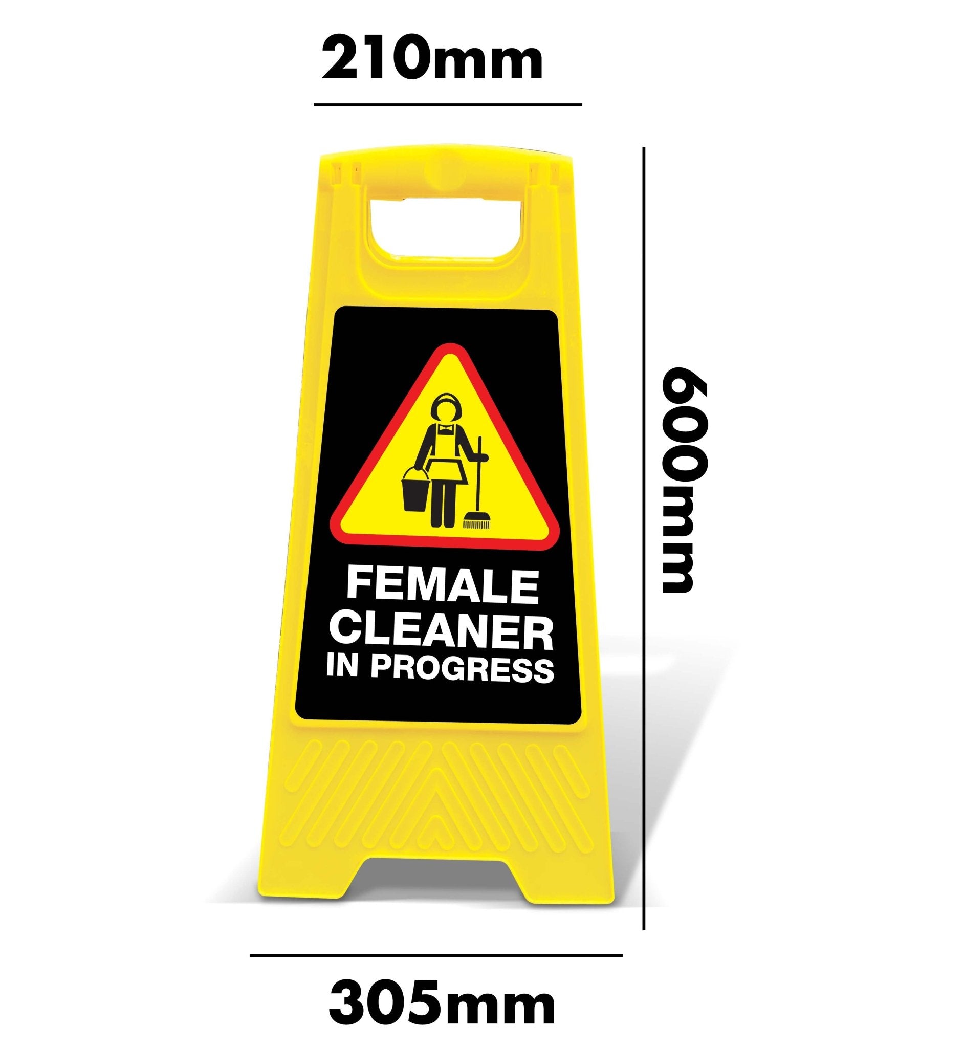 Yellow A-Frame - Female Cleaner In Progress Black – New Signs