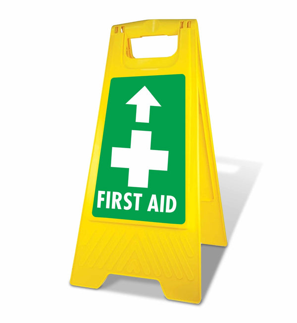 Yellow A-Frame - First Aid Arrow Up – New Signs