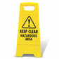 Yellow A - Frame - Keep Clear Hazardous Area - New Signs