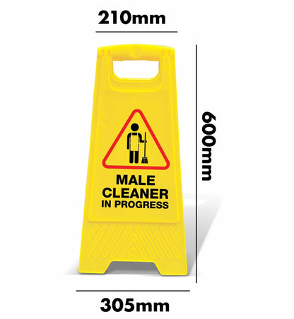 Yellow A - Frame - Male Cleaner In Progress - New Signs