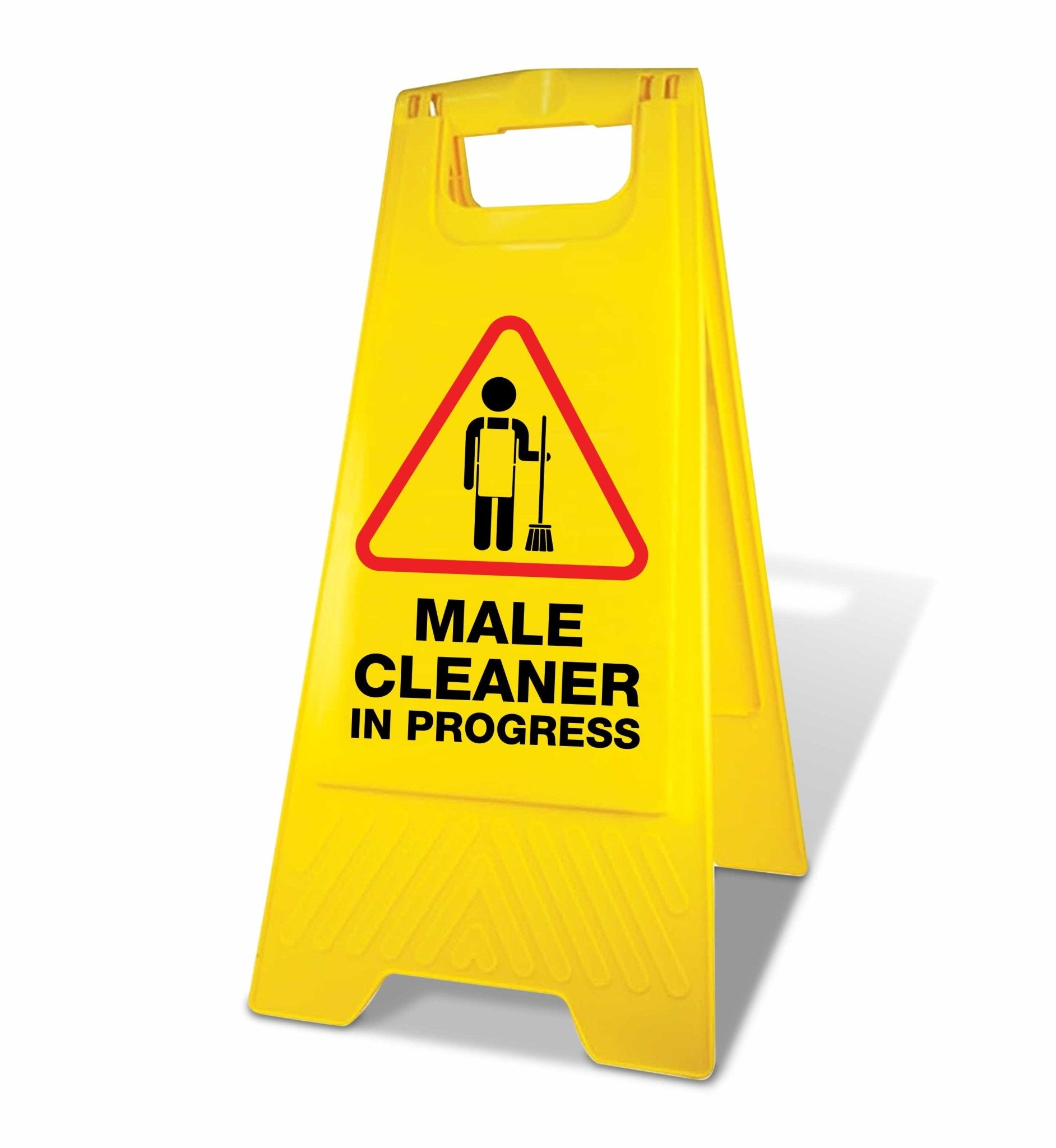 Yellow A - Frame - Male Cleaner In Progress - New Signs