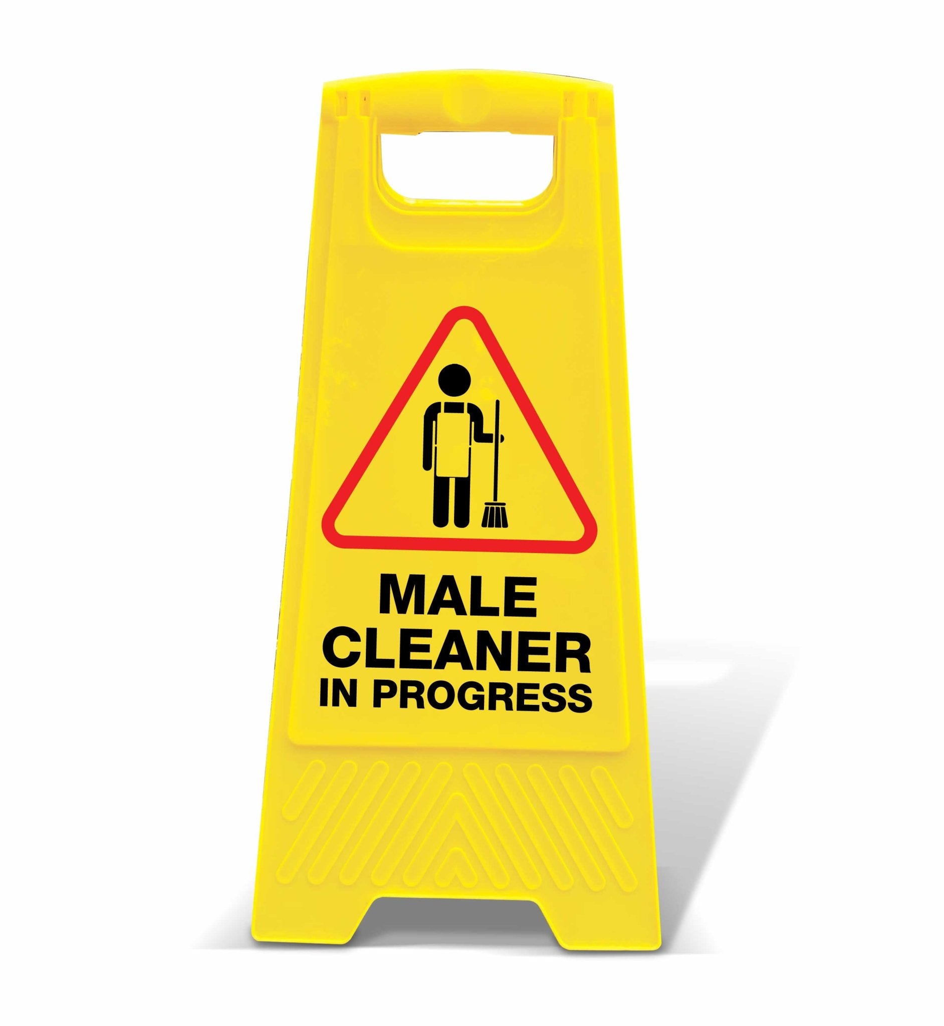Yellow A - Frame - Male Cleaner In Progress - New Signs