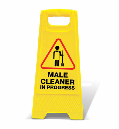 Yellow A - Frame - Male Cleaner In Progress - New Signs