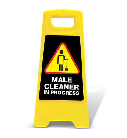 Yellow A - Frame - Male Cleaner In Progress Black - New Signs