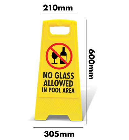 Yellow A - Frame - No Glass Allowed In Pool Area - New Signs