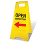 Yellow A - Frame - Open Inspection Left Arrow - New Signs