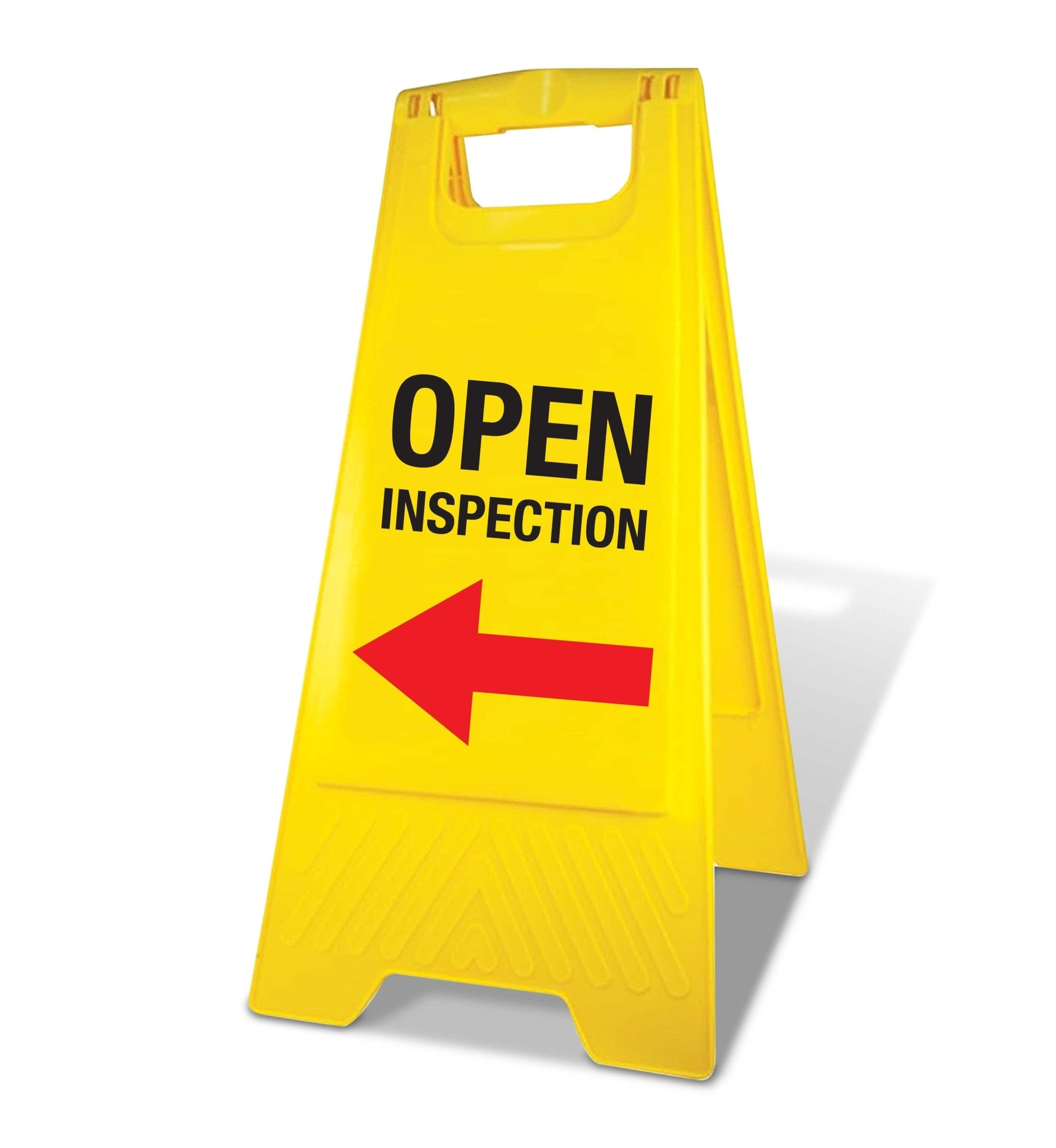 Yellow A - Frame - Open Inspection Left Arrow - New Signs