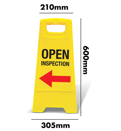 Yellow A - Frame - Open Inspection Left Arrow - New Signs