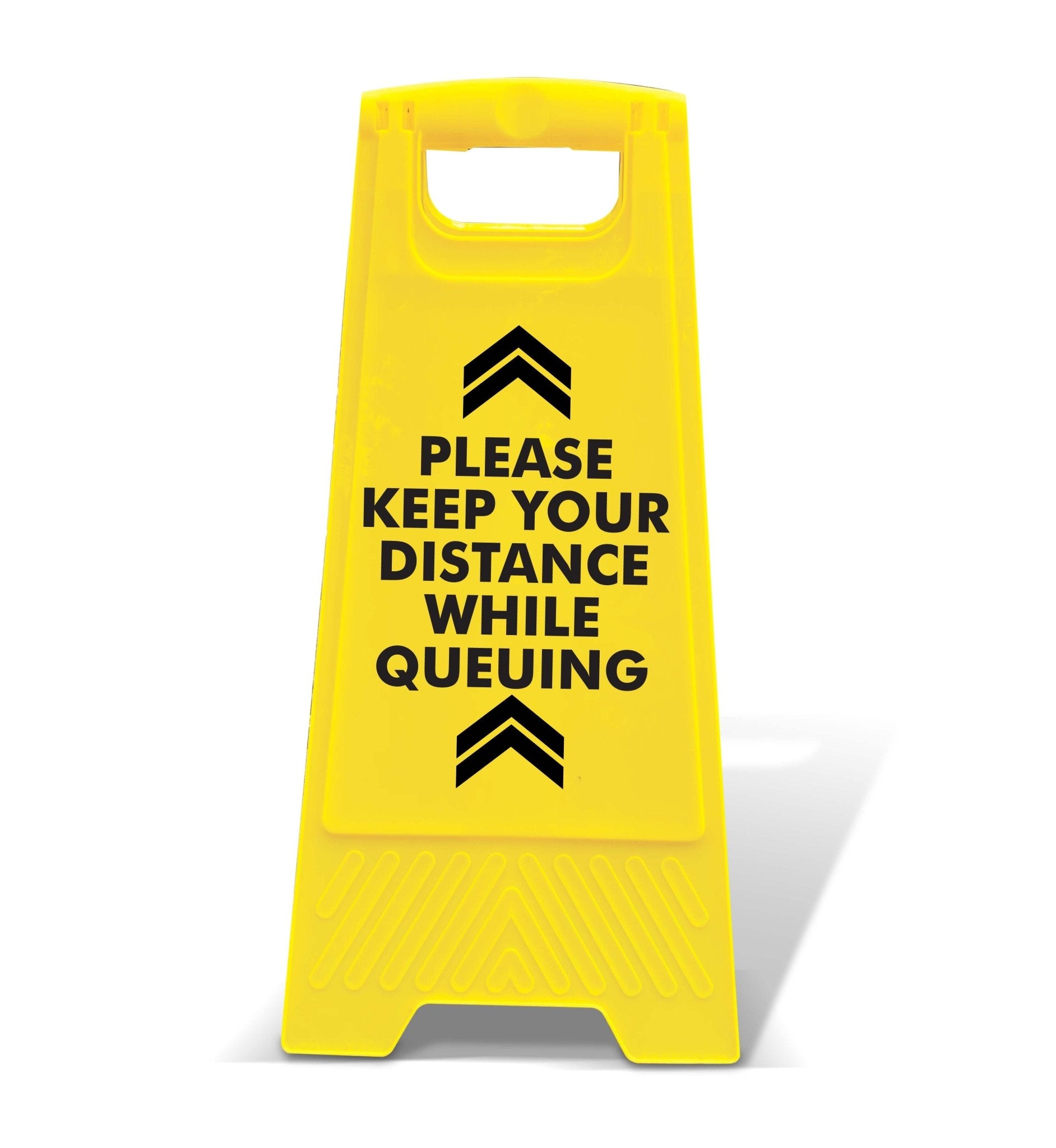 Yellow A-Frame - Please Keep Your Distance While Queuing – New Signs