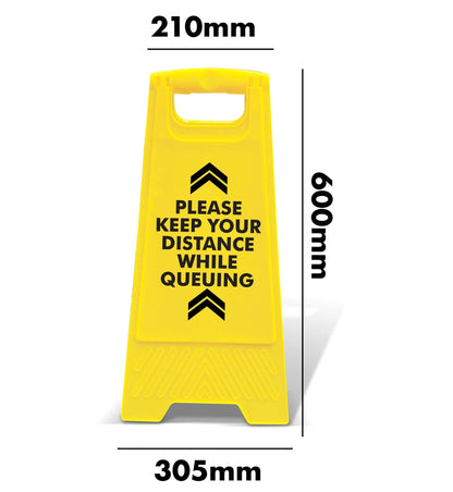 Yellow A - Frame - Please Keep Your Distance While Queuing - New Signs