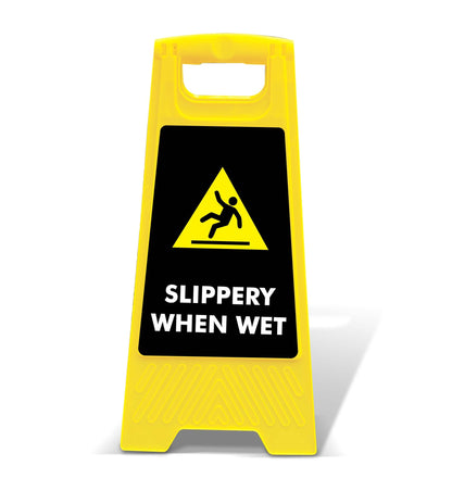 Yellow A - Frame - Slippery When Wet Black - New Signs
