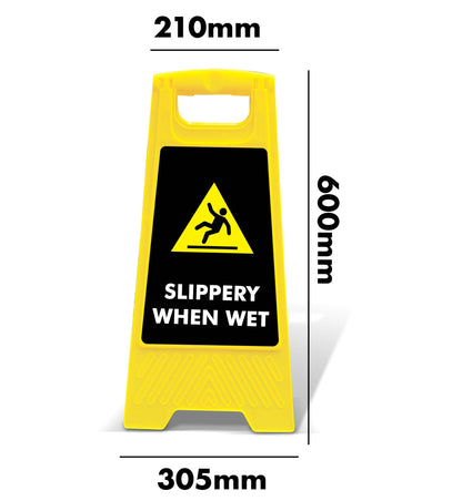 Yellow A - Frame - Slippery When Wet Black - New Signs