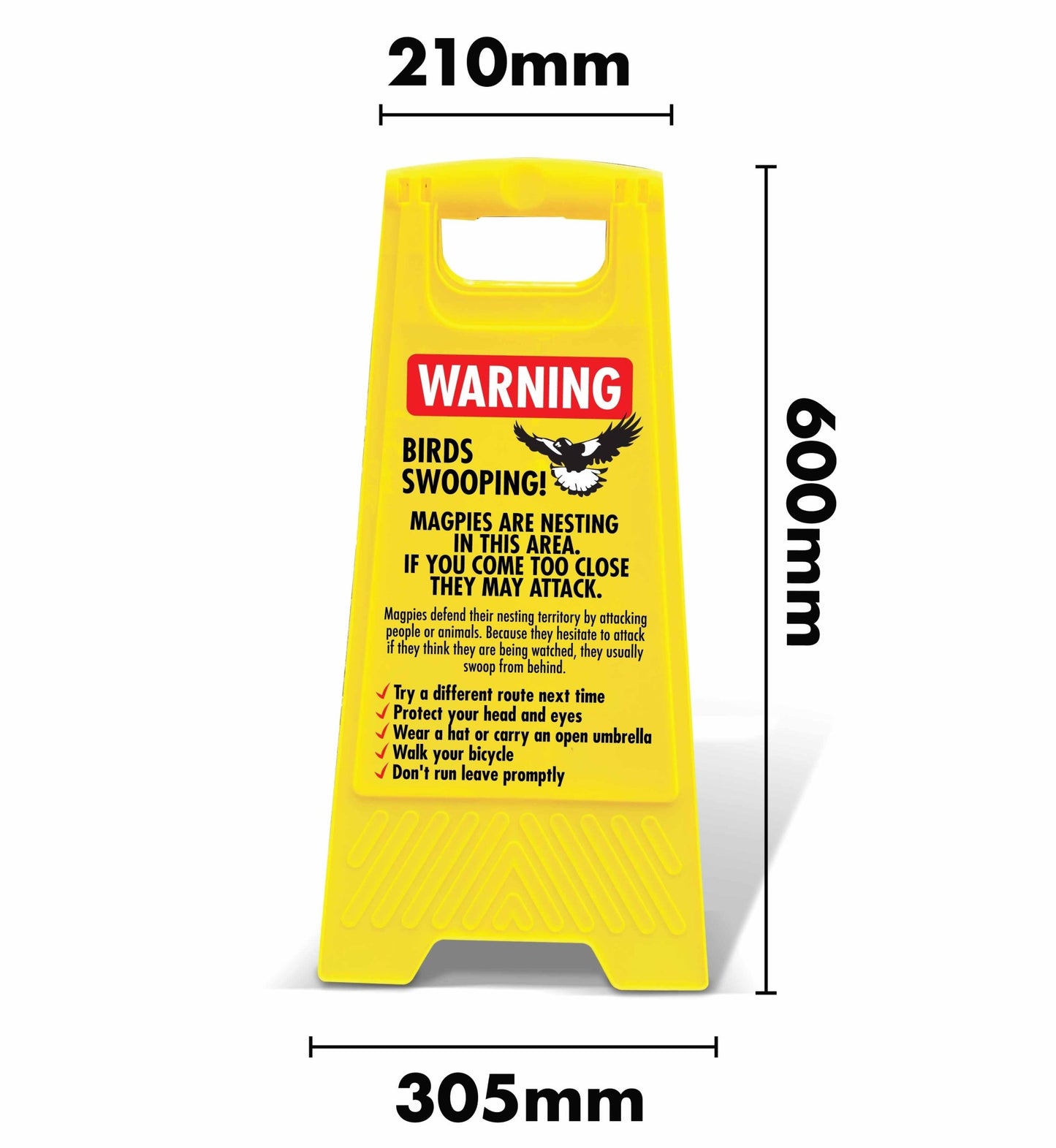 Yellow A - Frame - Warning Birds Swooping - New Signs