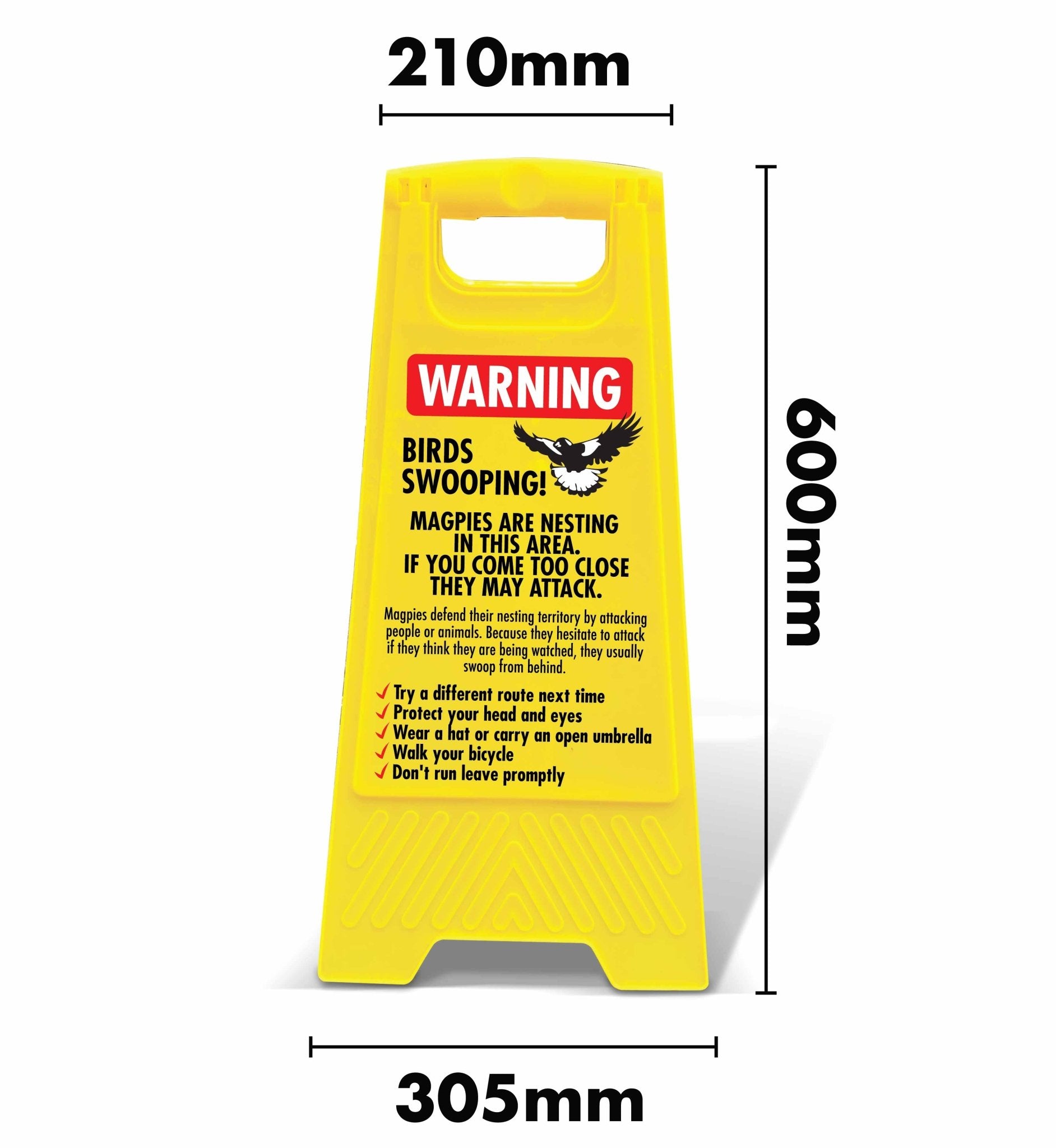 Yellow A - Frame - Warning Birds Swooping - New Signs