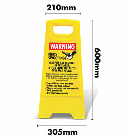 Yellow A - Frame - Warning Birds Swooping - New Signs