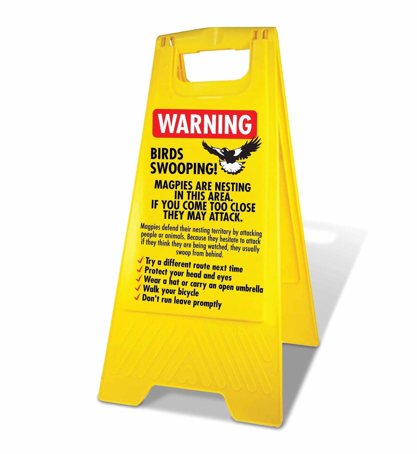 Yellow A - Frame - Warning Birds Swooping - New Signs