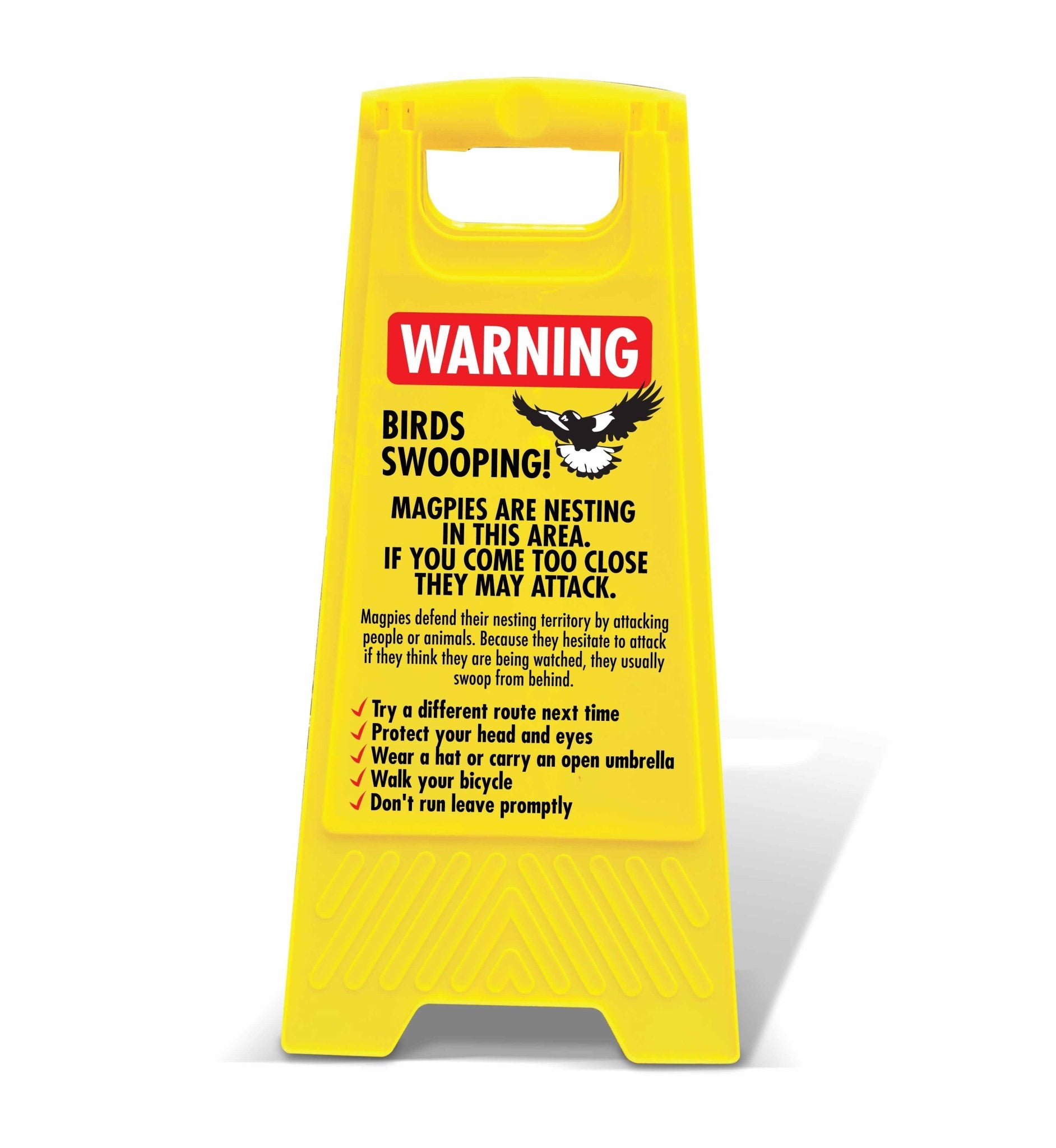 Yellow A - Frame - Warning Birds Swooping - New Signs