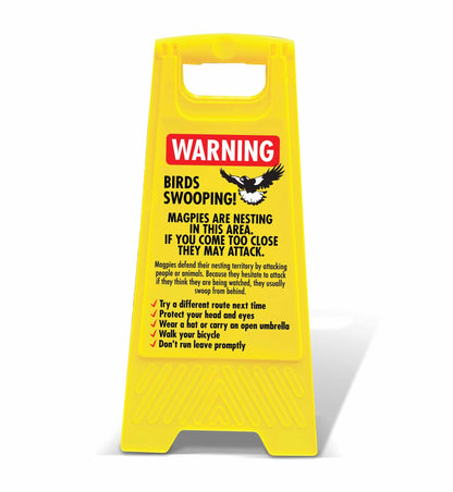 Yellow A - Frame - Warning Birds Swooping - New Signs