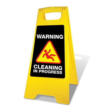 Yellow A - Frame - Warning Cleaning In Progress Black - New Signs