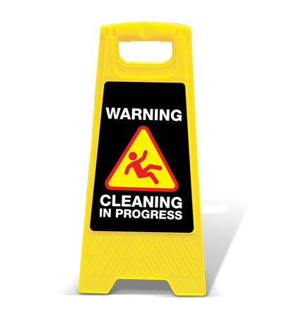 Yellow A - Frame - Warning Cleaning In Progress Black - New Signs