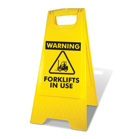 Yellow A - Frame - Warning Forklifts In Use - New Signs