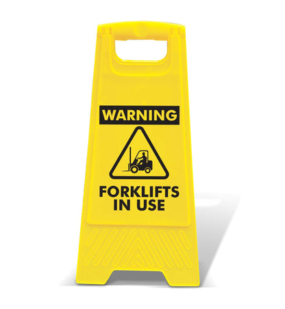 Yellow A - Frame - Warning Forklifts In Use - New Signs