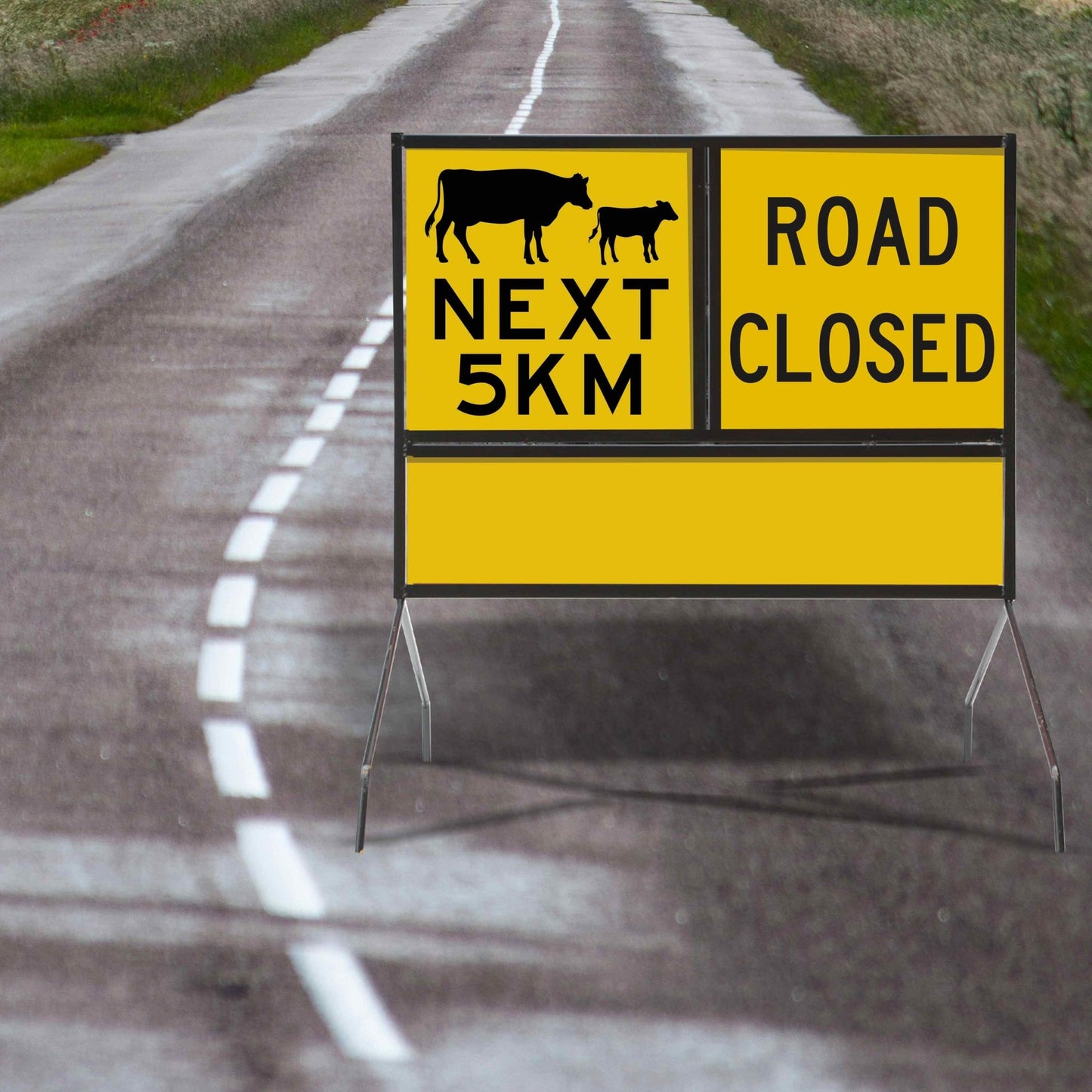 Yellow Blank Long Skinny Multi Message Traffic Sign - New Signs