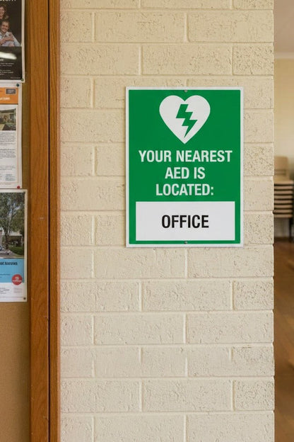 Your Nearest AED Is Located Sign - New Signs