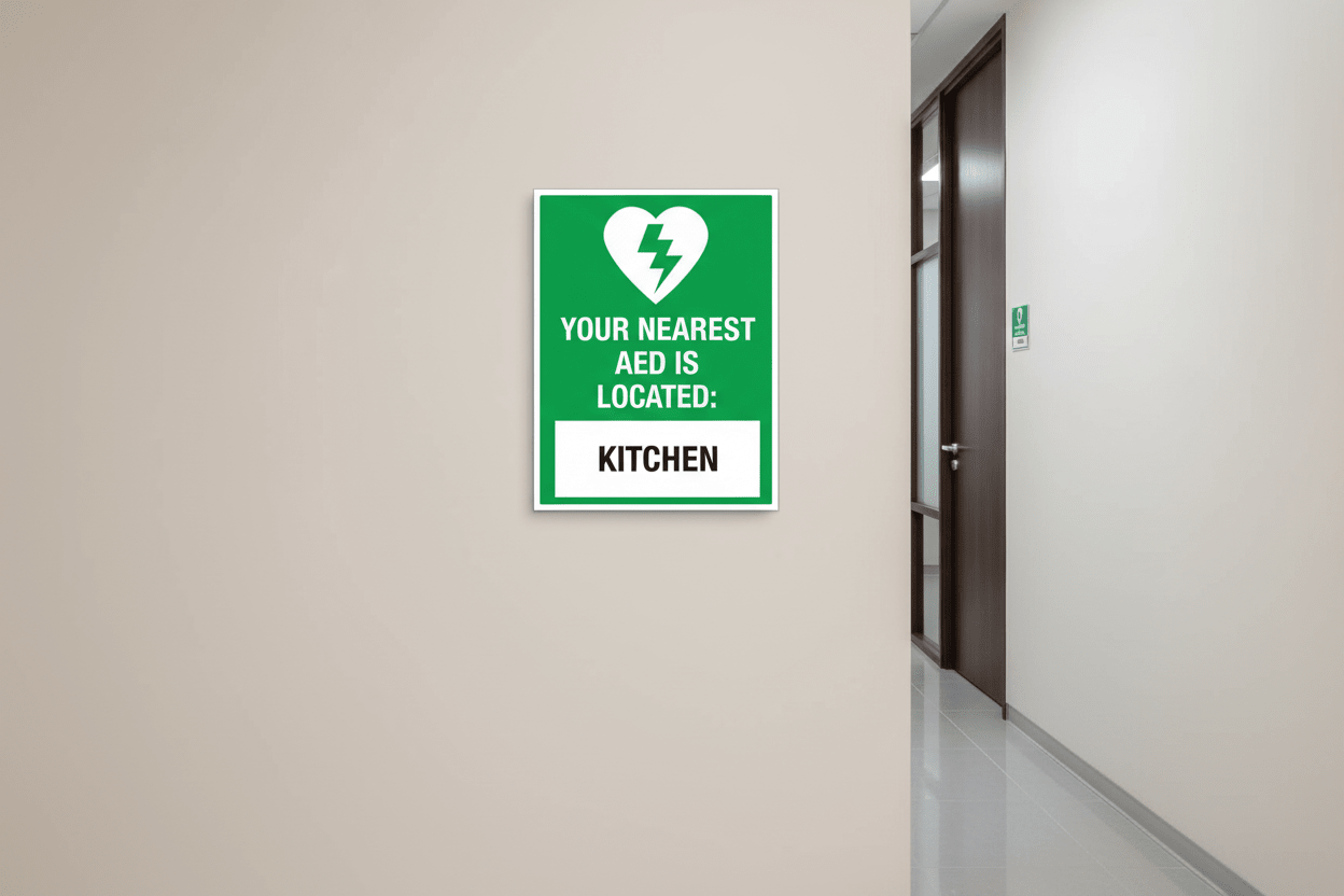 Your Nearest AED Is Located Sign - New Signs