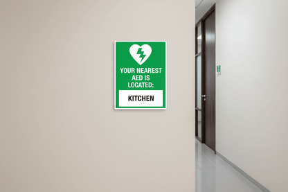 Your Nearest AED Is Located Sign - New Signs