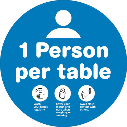 1 Person Per Table Decal