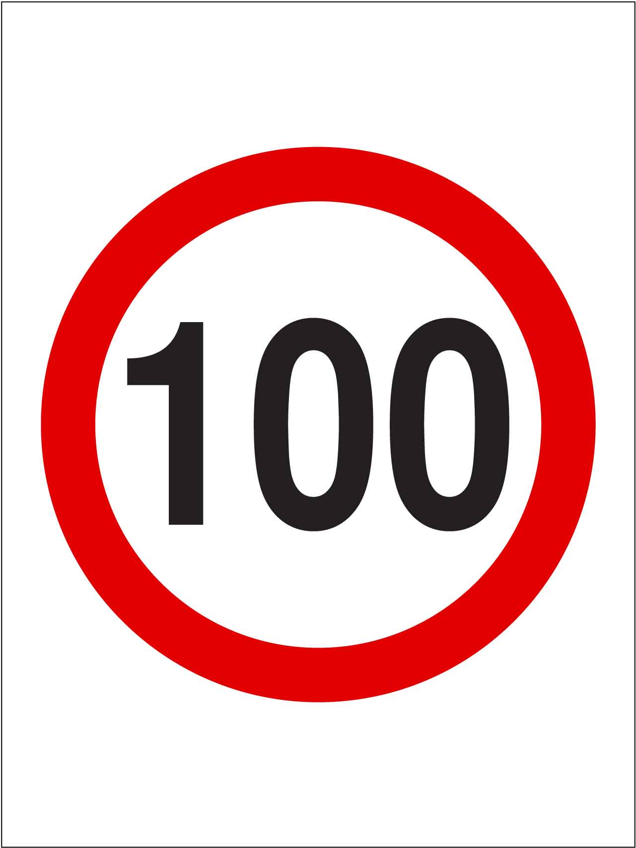 100km Speed Sign - New Signs